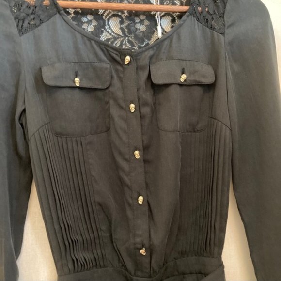 ONLY Front Pockets Long Romper Tie up Skull Head Button Lace Back - Picture 5 of 12